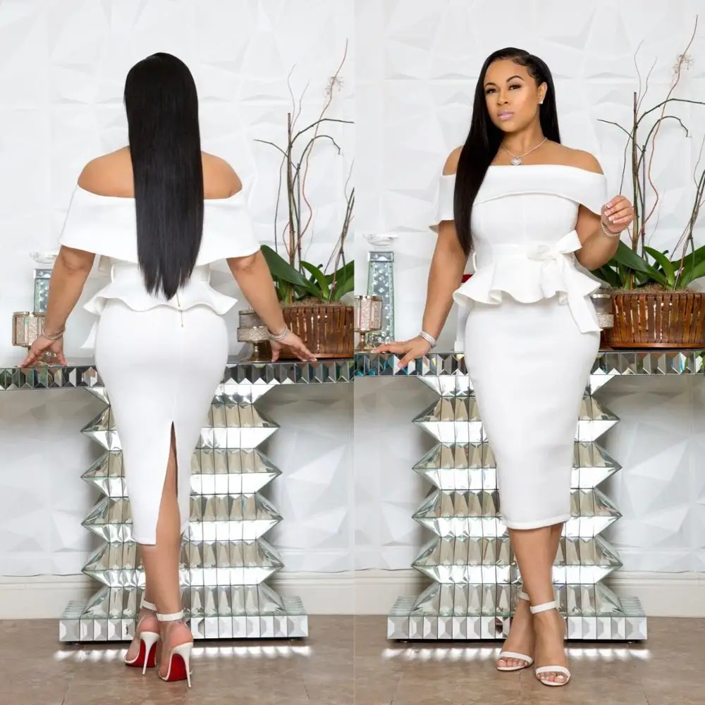 2019 сексуальная с открытыми плечами однотонная бантом оборками космическая вата