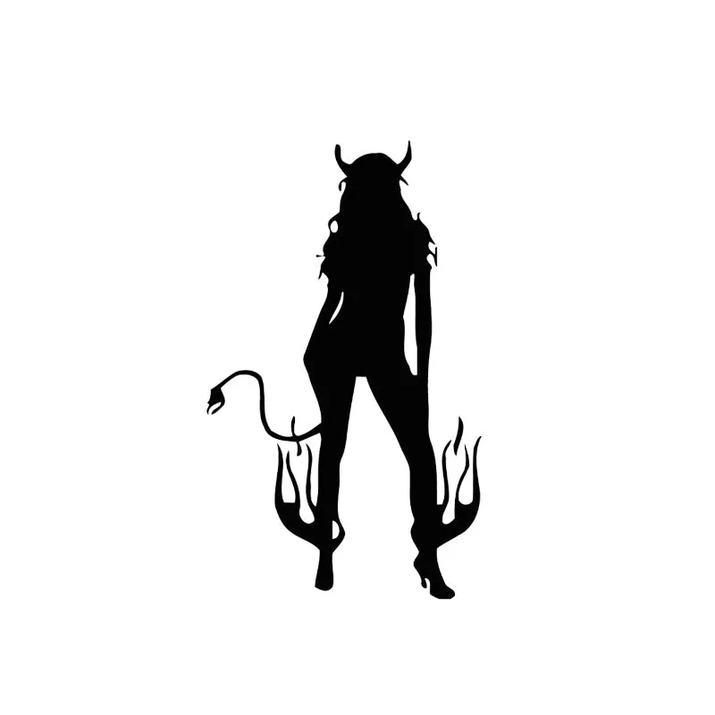 Наклейка на автомобиль из качественного винила с изображением злого демона, проходящего по огню, размером 7,4*12,4 см, черно-серого цвета, популярный модный стиль C20-0819.