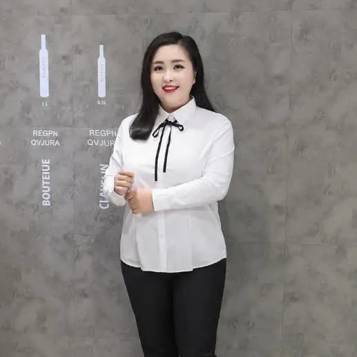 Женская Офисная белая блузка с бантом размеры до 5XL | одежда