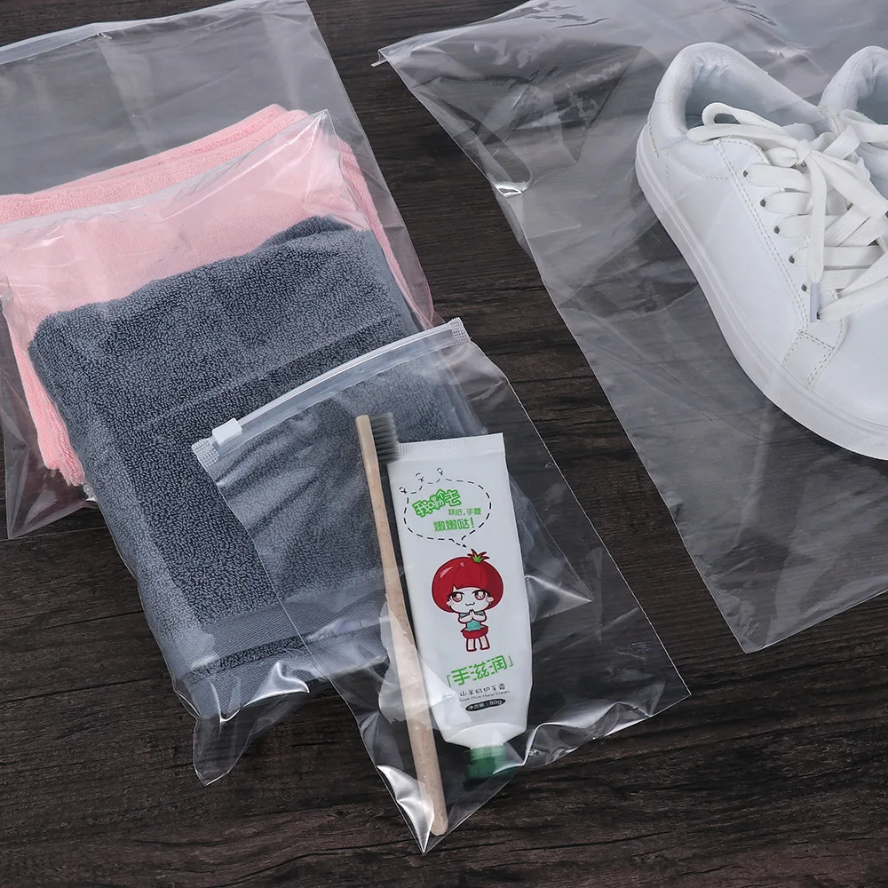 

5PCS/pack Clear Transparent Plastic Package Cloth Travel Storage Pouch Waterproof Zipper Lock Travel Clothes Storage Bag