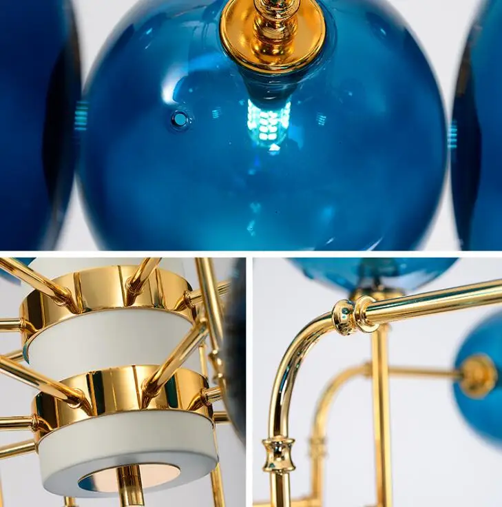 Современная молекулярная люстра с голубыми магическими бобами креативная