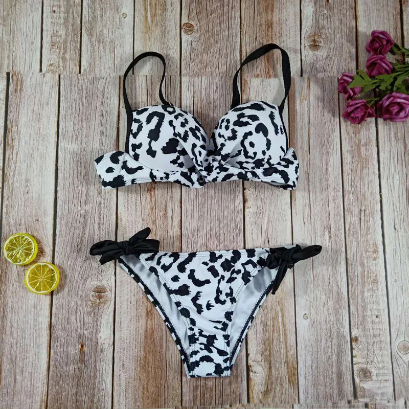 

Bikini Set 2019 Sexy Leopard Print Adjustable Bra Swimsuit Women Low Waist Thong Swimming Suit Swimwear Push Up Beachwear Female