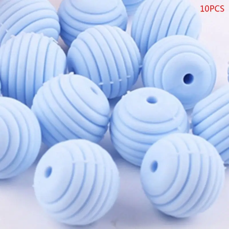 Bolas de silicona para dentici&oacute;n de beb&eacute;, collar de cuentas redondas en espiral, accesorios de cadena para chupete, 10 unids/paquete-2