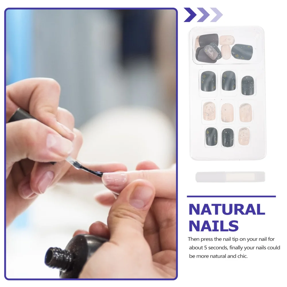 

48pcs False Nail Tips Marble Pattern False Nail Cover Detachable Nail Patches