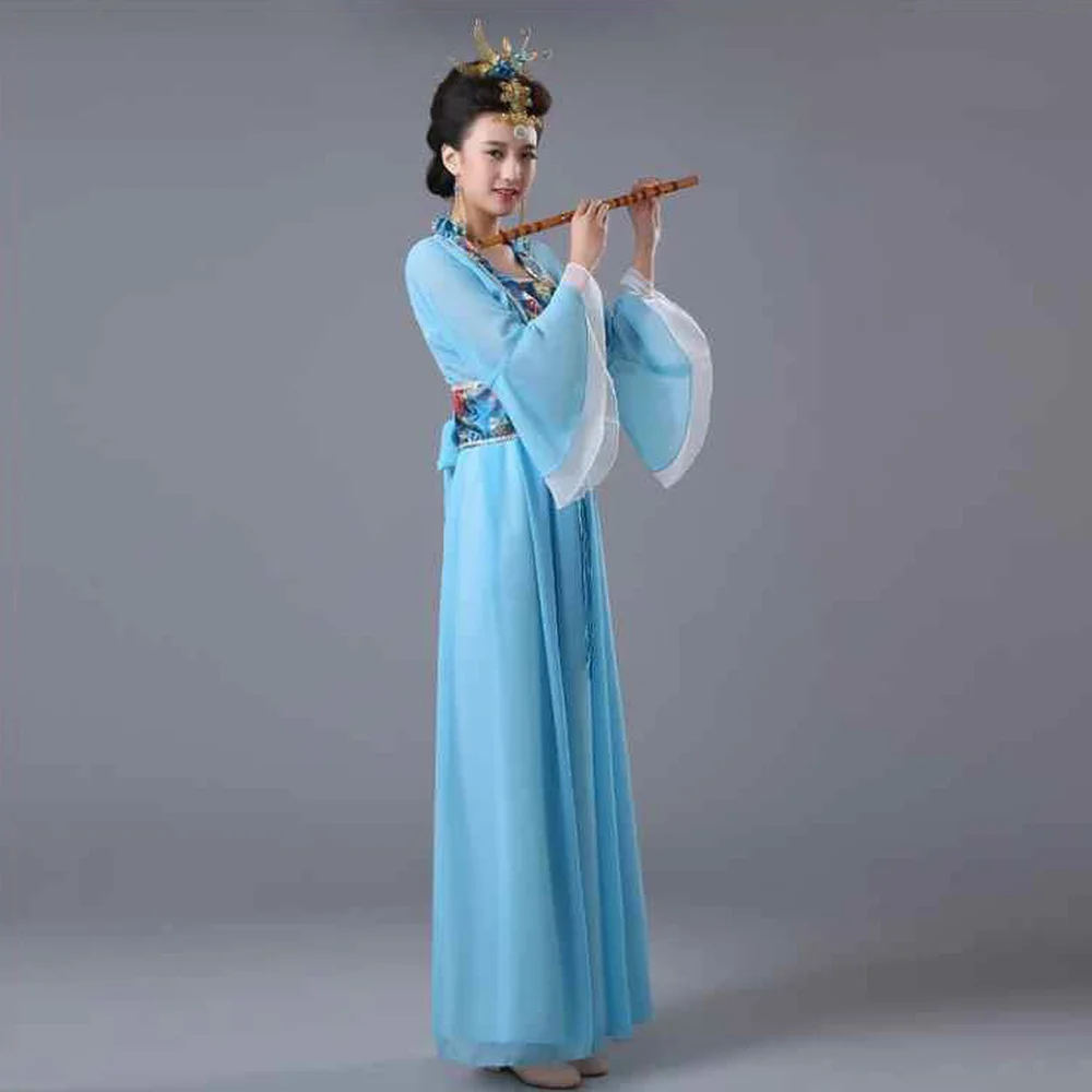 Платье принцессы китайской династии Тан косплей костюм голубой розовый желтый