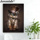 Постер в стиле панк, кошка, холст, живопись, Смешные животные, паровой постер, настенное искусство, Современное украшение для дома, аксессуары