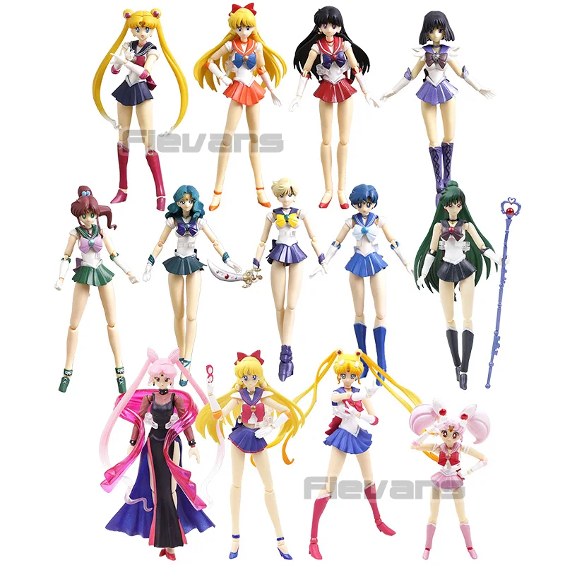 

Mercury Mars Venus Uranus Neptune Jupiter Pluto Chibi Moon Black Lady SHF Action Figure Toy