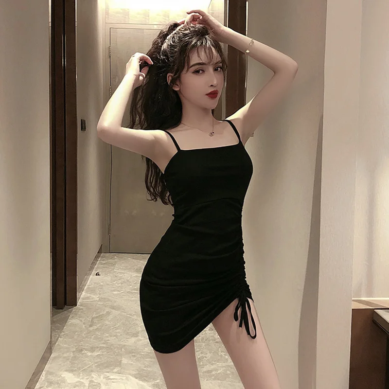 

Однотонное Сексуальное Женское платье-футляр на тонких бретельках с высокой талией, Клубные платья для женщин, короткое летнее мини-платье ...