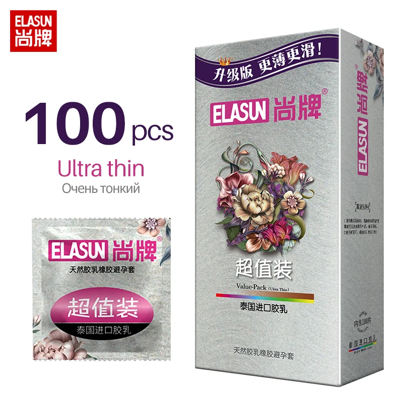 

Презервативы ELASUN, ультратонкие, 100, шт./упак., с дополнительной смазкой, из натурального латекса, интимные товары для взрослых, секс-игрушки д...