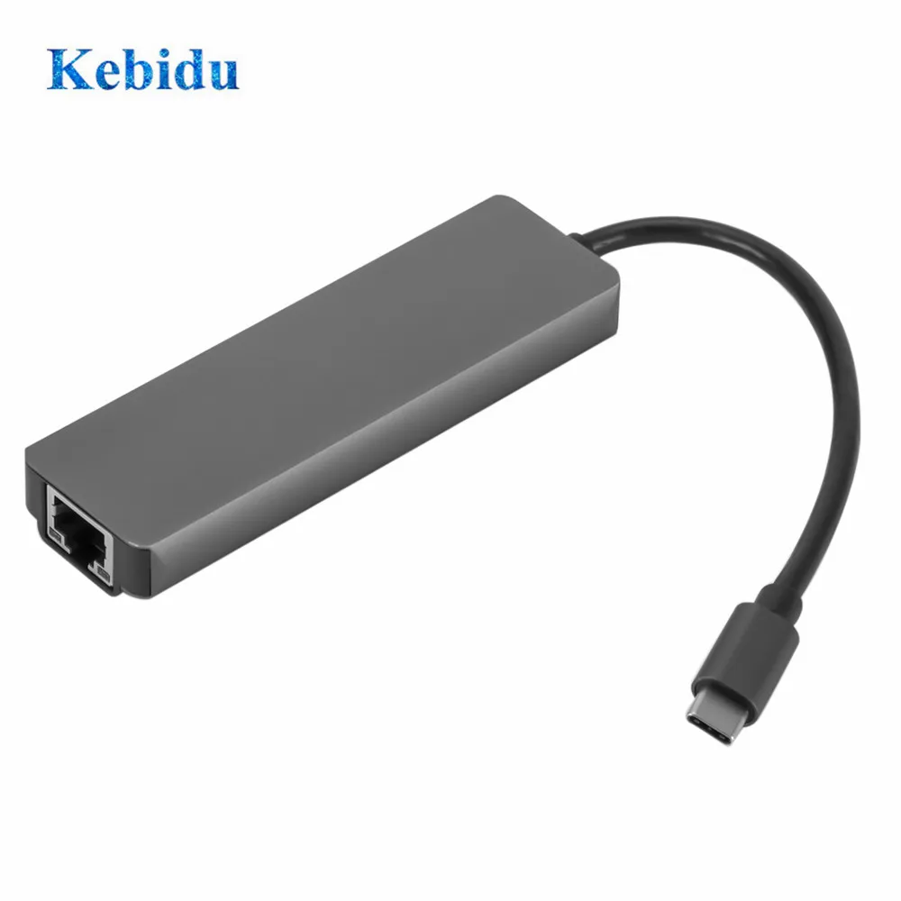 KEBIDU 5 в 1 концентратор USB Type C 4K Gigabit Ethernet Rj45 Lan адаптер для Mac book Pro Thunderbolt 3 зарядное