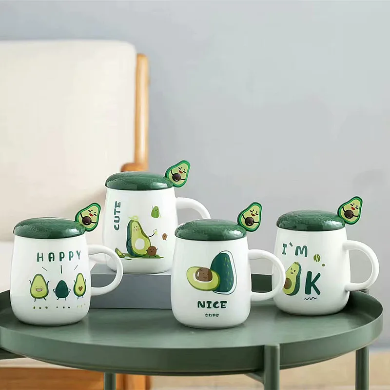 Керамическая кофейная кружка милая чашка керамическая крышка ложка креативная