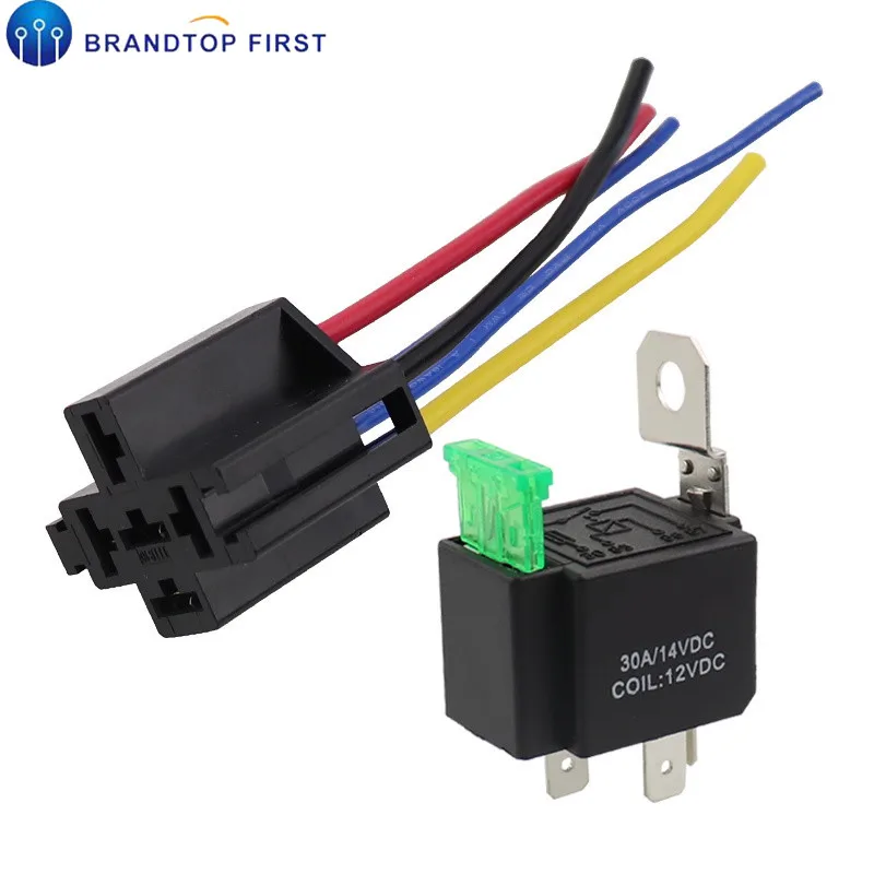 Предварительно проводное 4 контактное реле 30 А 12 В постоянного тока монтажное