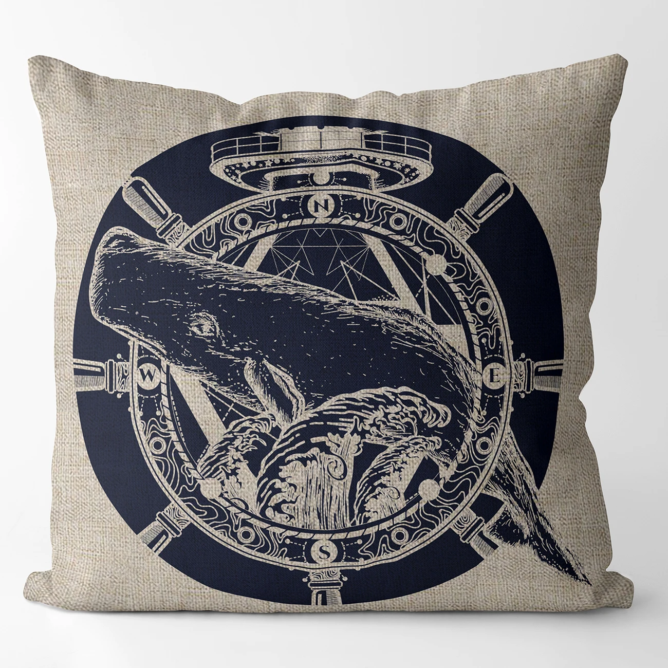 

Льняные наволочки для декора 45 см, темно-синие, полосатые