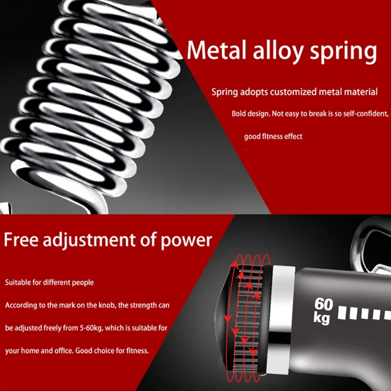 

5-60kg Gym Fitness Adjustable Hand Grip Finger Forearm Strength For Muscle Recovery Gripper Exerciser Trainer