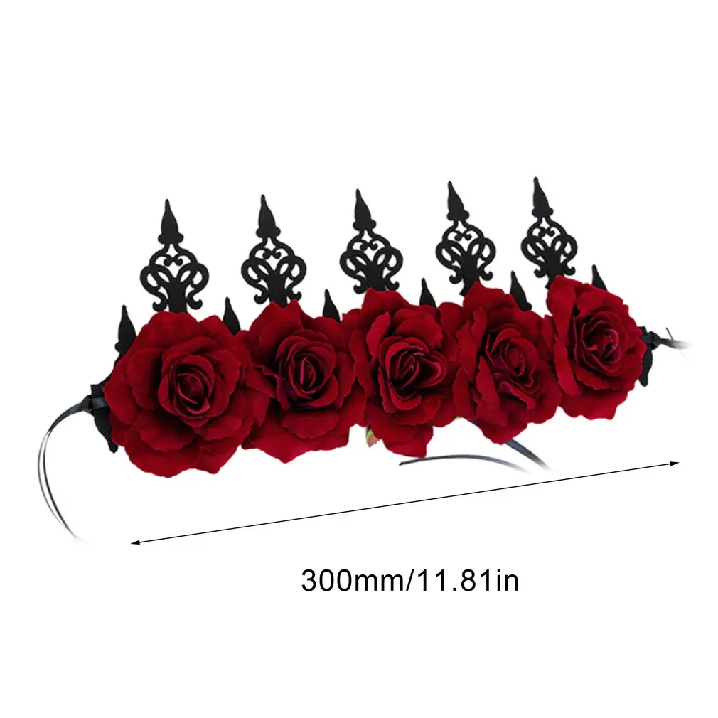 

Vintage Red Rose Queen Hair Band Halloween Christmas Ball Party Host Hair Accessories For Fashion Ladies