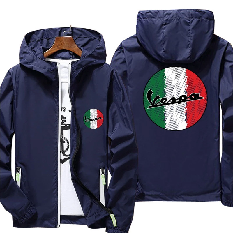 

Casual Hooded Men's Women Vespa Motorcycle Italy Flag Thin Reflective Sunscreen Windbreaker Skin Coat Waterproof Jacket 2022