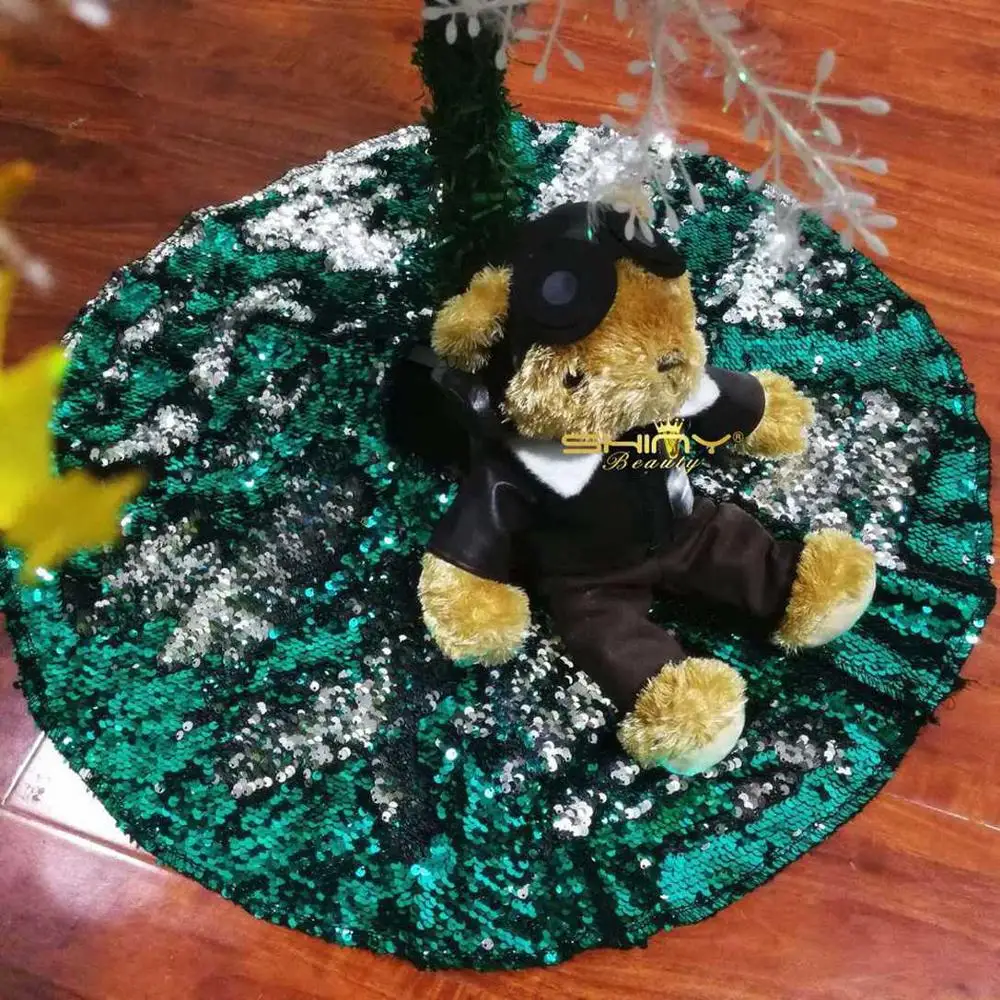 1 шт. яркие юбки с зеленой и серебряной елкой блестками на Рождество для дома