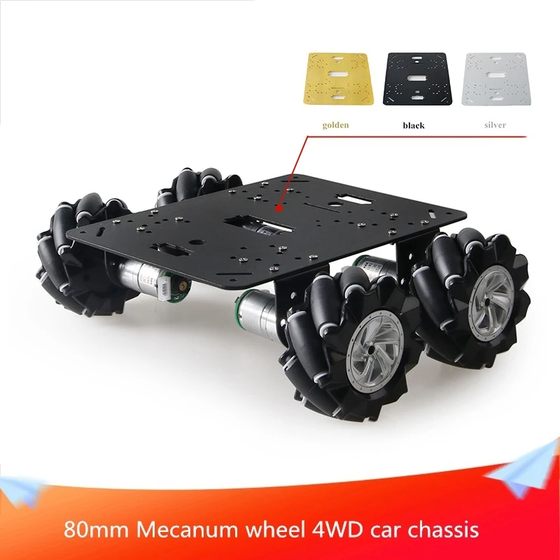 

80mm Mecanum Wheel 4WD Car Chassis Mobile Robot Metal Platform Kit 4pcs High Torque Motors DIY Maker Learning Car Accessories