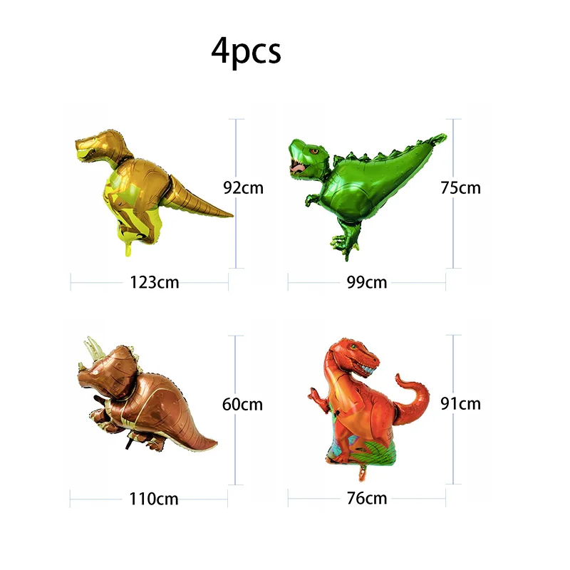 Big 4pcs Фольга динозавр шары динозавров вечерние Happy День рождения украшения для детей из фильма «Парк Юрского периода»; украшения в виде животных воздушные шарики, детские игрушки - Цвет: Big 4pcs