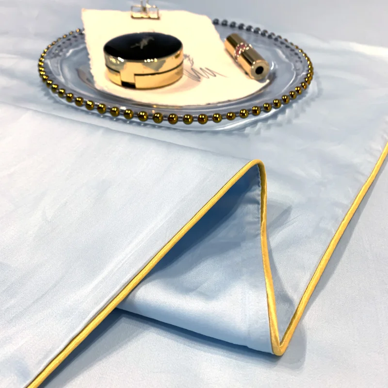 4pcs Ocean Blue Beddings Set Duvet Cover Flat Sheet Fitted Pillowcases Without Filler 100% 60S Cotton Luxury Embroidery | Дом и сад