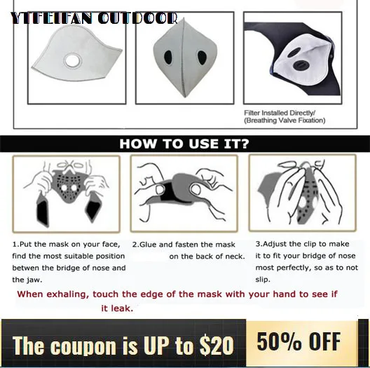 Маска для лица с активированным углем мужчин и женщин тактическая маска езды на