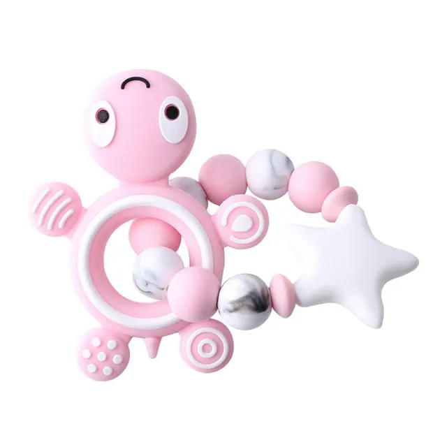 candy pink turcle Стиль, Детские Прорезыватели, детские погремушки, силиконовые бусины, Пищевая силиконовая погремушка для грызунов, единорог, детская погремушка, Товары для детей, подарок - Цвет: candy pink turcle