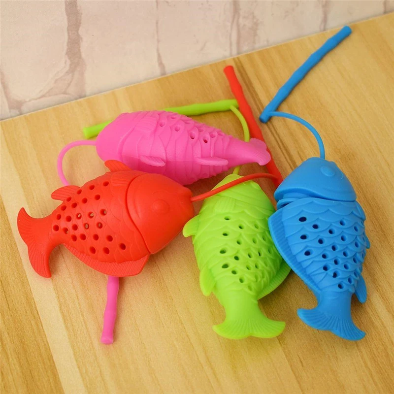 1 шт. Чай листьев Фильтр Высокое качество силикона рыбы Форма заварки травяная