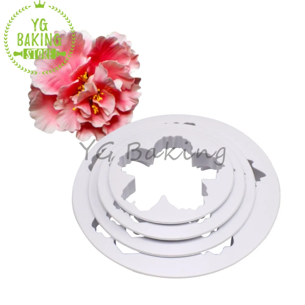 4pcs/Set Peony Flower Petal Shape Cutter Fondant Cake Sugar Paste Icing Cutting Tool Baking Accessories |