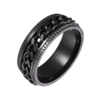 Кольцо-Спиннер из кубинской цепи мужское, классическое простое черное кольцо шириной 8 мм из нержавеющей стали, Подарочная бижутерия