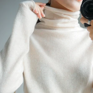 Smpevrg 100% шерстяные вязаные женские свитера и пуловеры с длинным рукавом Водолазка предупредительный Женский пуловер вязаные топы джемпер одежда