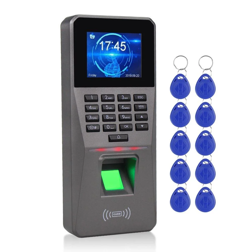 

2.4inch TCP/IP/USB Biometric RFID Fingerprint Access Control System Electronic Time Clock Attendance Machine +10 Keyfobs