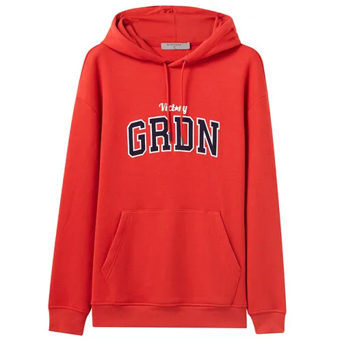 13Red Giordano мужской свитшот кенгуру с капюшоном и длинными рукавами, с печатным принтом GRDN на груди - Цвет: 13Red