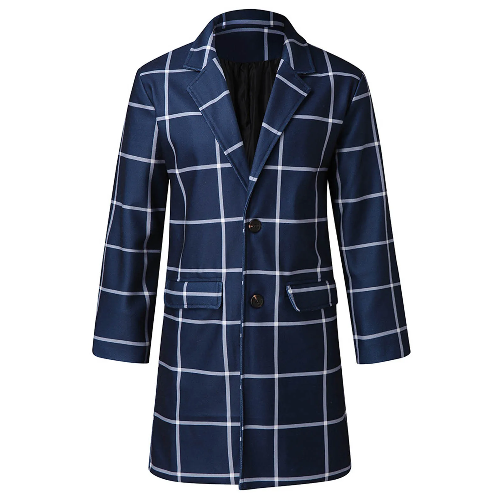 

Men Coats Winter Fashion Men's Solid Color Slim Long Single-breasted Woolen Trench Coat Men Clothing Куртка Мужская 2021