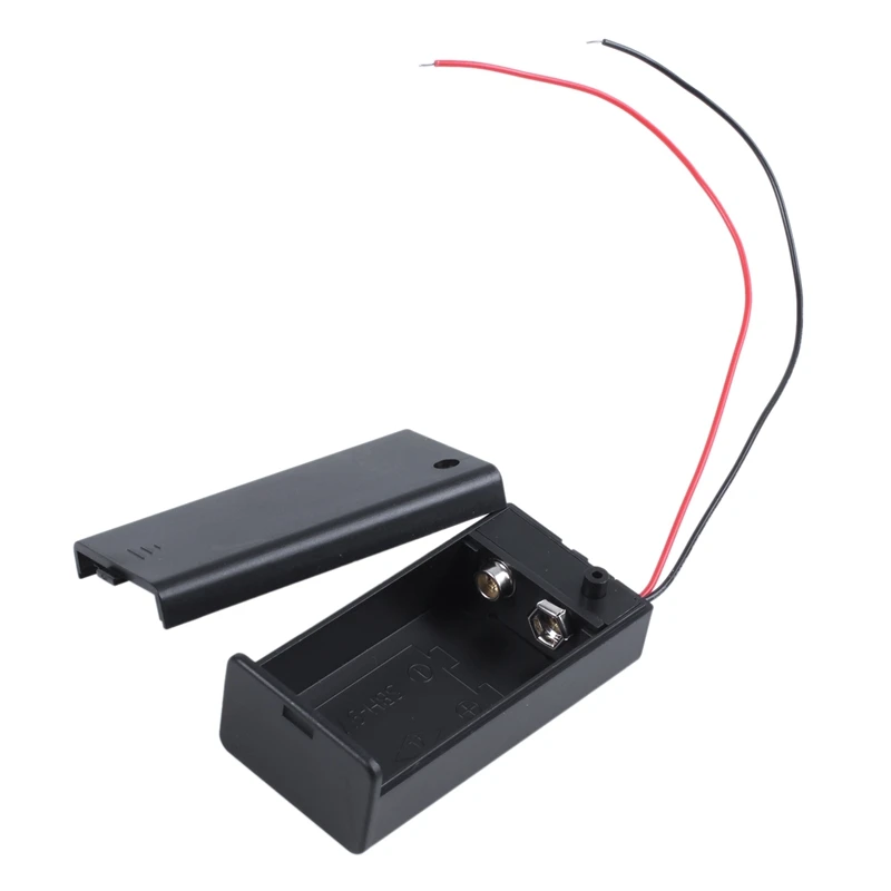 4Pcs On/Off Switch 1 x 9V Battery Case Holder Leads Black w Cap |