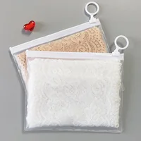 500Pcs/lot PVC Transparent Frosted Zipper Bag Ice Sleeve Underwear Swimsuit Socks Household Storage Pull Ring Self sealing Bag
