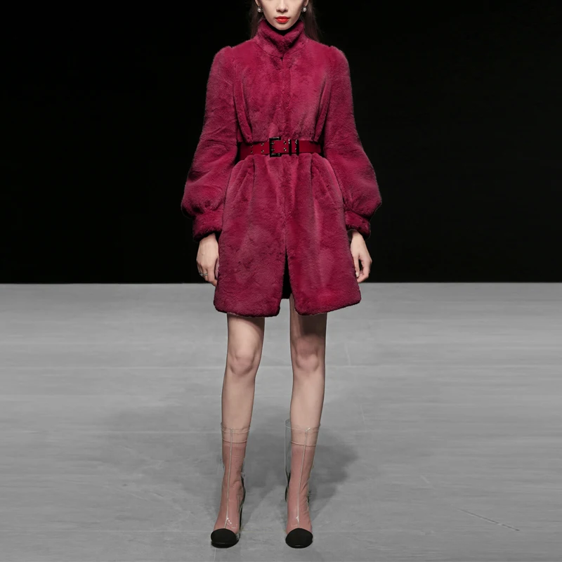 Куртка женская из искусственного меха енота утепленная верхняя одежда пальто