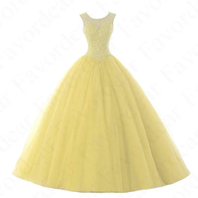 Favordear Vestido De 15 Anos бордовый Изумрудный зеленый красный золотой бисер Пышное Платье бальные платья сладкий 16 нарядное платье с открытой спиной Платья - Цвет: BLF-9-yellow