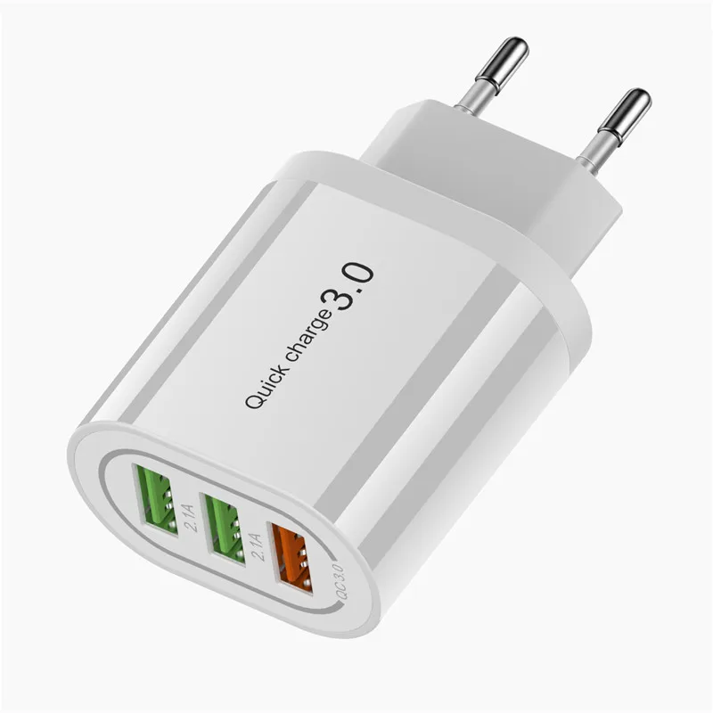 18 Вт Быстрая зарядка 3,0 USB зарядное устройство 3 порта QC3.0 Быстрая зарядка для iPhone 11 11Pro Max samsung S10 huawei P30 настенное зарядное устройство адаптер - Тип штекера: White EU Plug