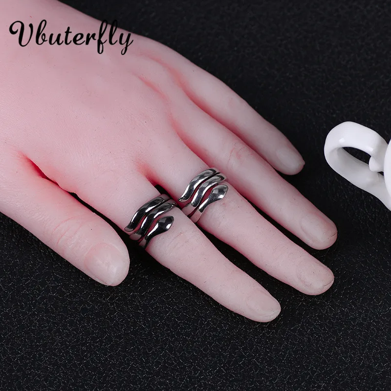 

Viperidae Silver-plated Ring - Adjustable Snake Ring in Alloy Vintage Animal Ring Knitting Tool Finger Wear Thimble Cobra J8FJ