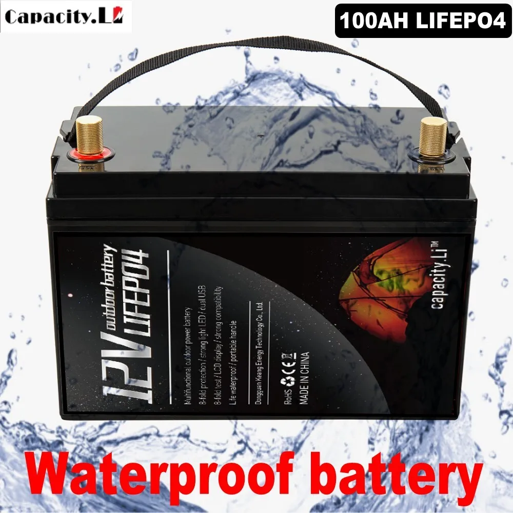 

12V100ah Waterproof rechargeable lithium ion battery pack motorboat battery lifepo4 for boat motor towing or yacht