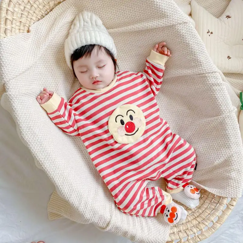 

2021 зимняя одежда для новорожденных мальчиков Модный сохраняющий тепло с длинным рукавом для маленьких девочек милый полосатый мультяшный ...