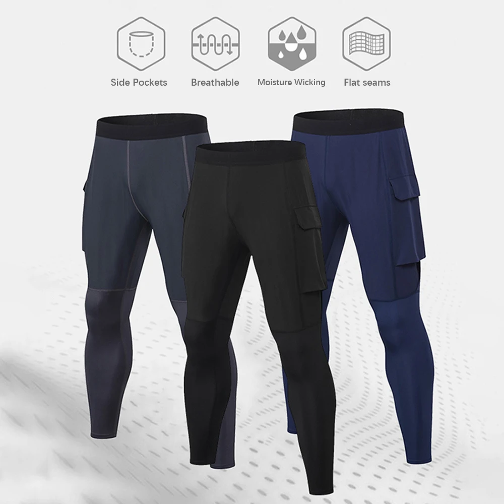 

Men Pants Fitness Running Sportwear Tight Workout Leggings Elastic Waist Gym Quickly-dry Moisture Wicking Performance Trousers