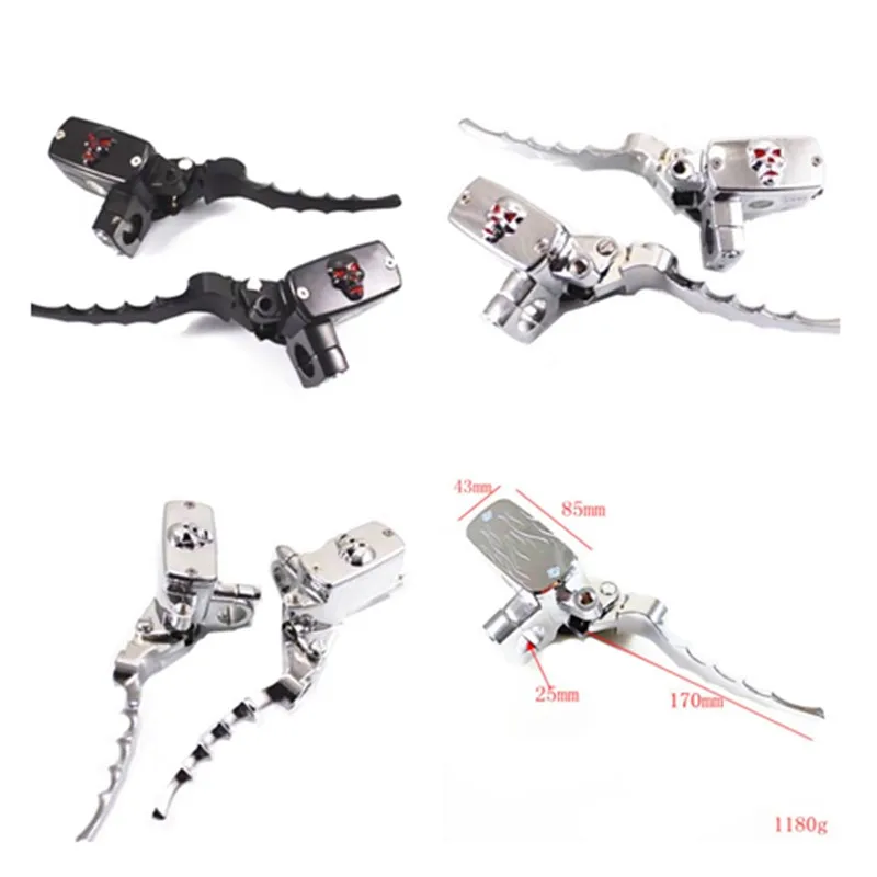 

1" 25mm Skull Hand Control Reservoir Brake Clutch Levers Motorcycle For Harley Yamaha Suzuki Kawasaki Honda BWM Cruiser Bobber
