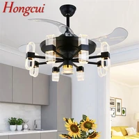 hongcui modern ceiling fan with light and control led fixtures 220v 110v decorative for home living room bedroom restaurant
