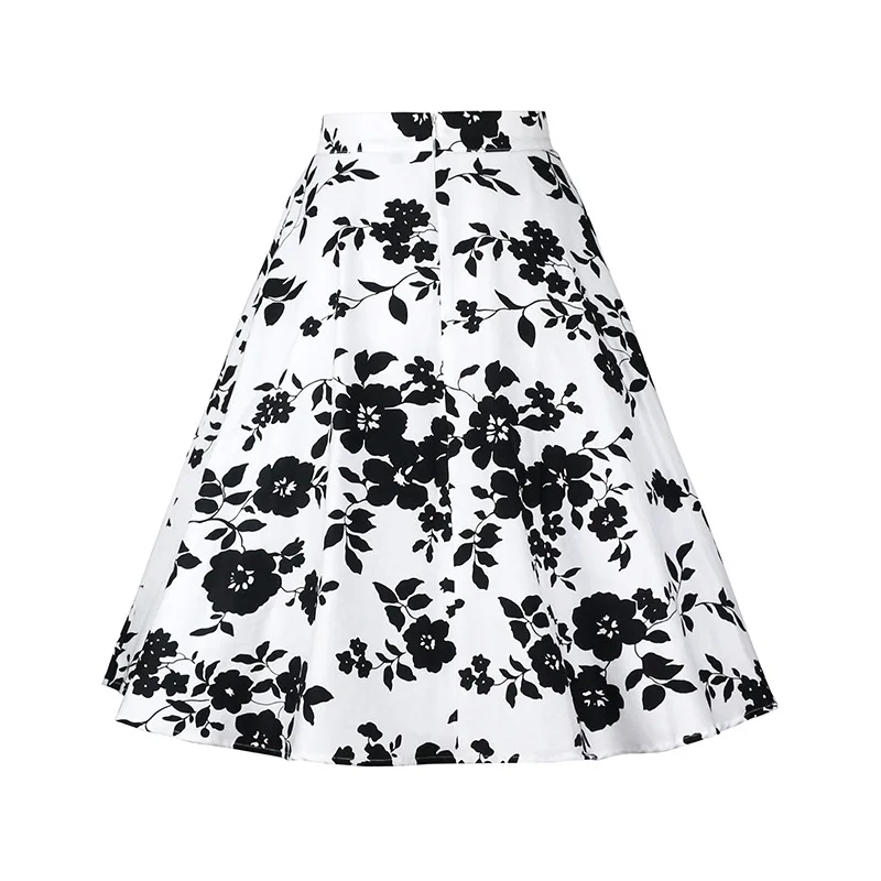 

SISHION Retro floral midi a line skirt high waist cotton vintage skirts women flower print elegant skirt SP1069