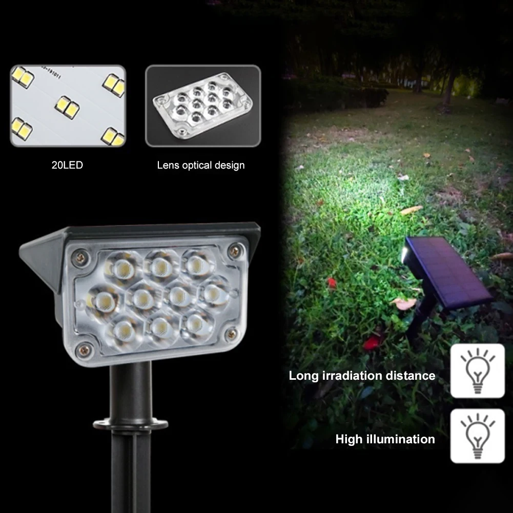 Solar à Prova Iluminação de Paisagem para Jardim Quintal e Entrada D'água com 20 Holofote Leds 7 Luminárias gramado