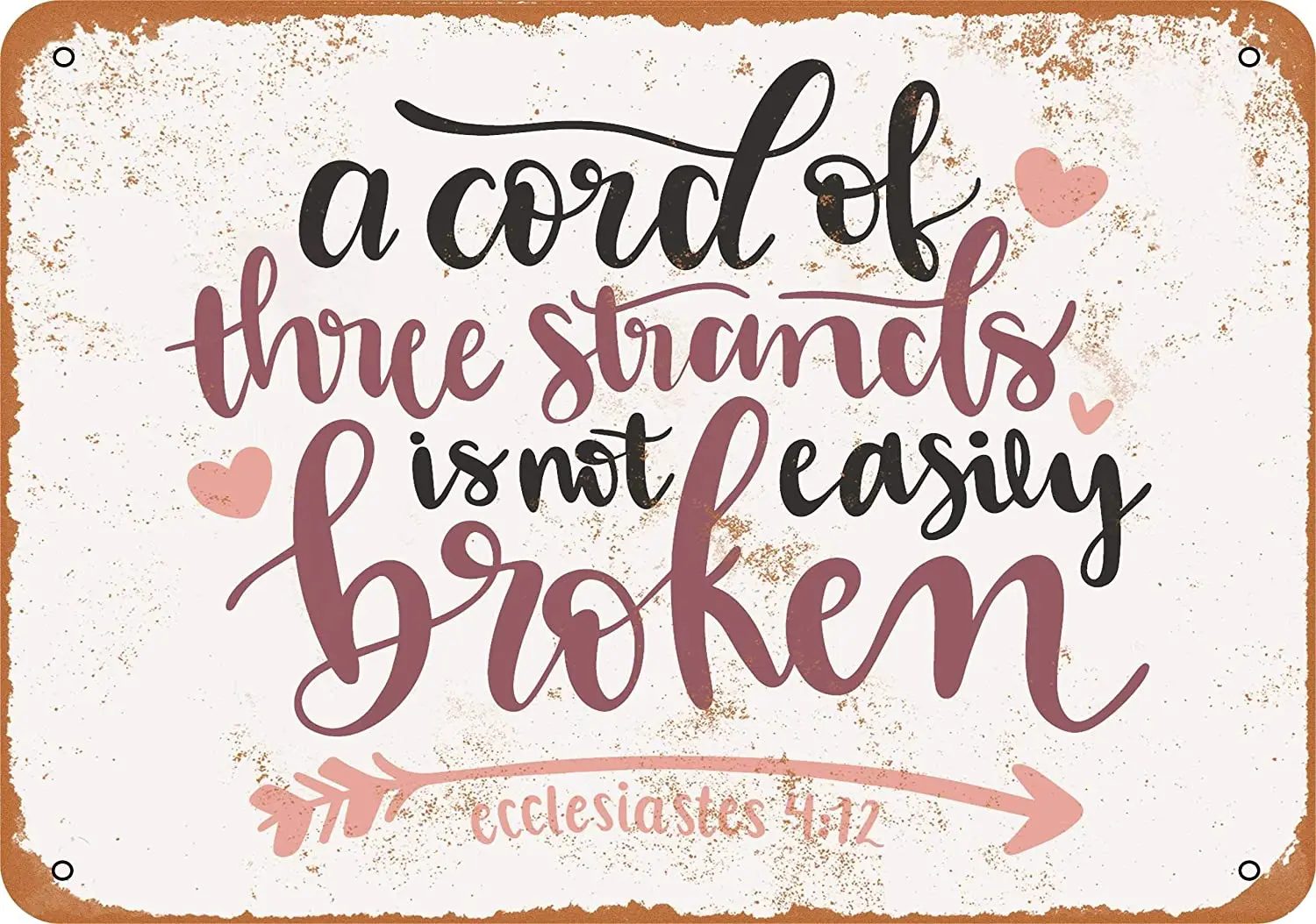 

WallColor 8*12 Metal Sign Bible Art Ecclesiastes 4:12 Cord of Three Strands Vintage Look