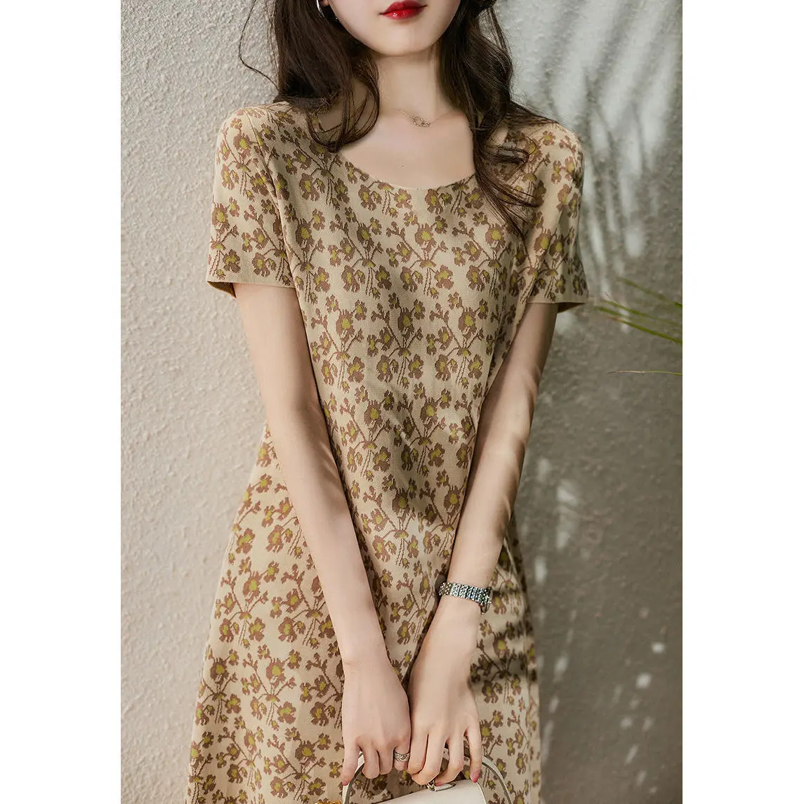 

2021 summer fashion new summer elegant temperament Joker season printed dress women
