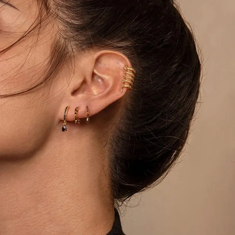 

Ear Buckle Colorful Small Huggie Hoop Earrings Zircon Earrings for Women Water Drop Set Jewelry Wedding Birthday Gift