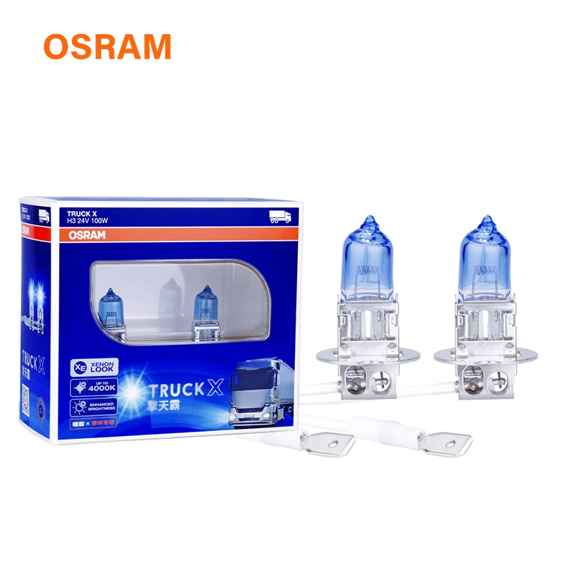 OSRAM h3 галогенные 100W 24V Автомобильные фары для грузовиков 62243TX PK22s 4000K H3 галогенные фары лампы для грузовиков аксессуары для ламп 1 пара